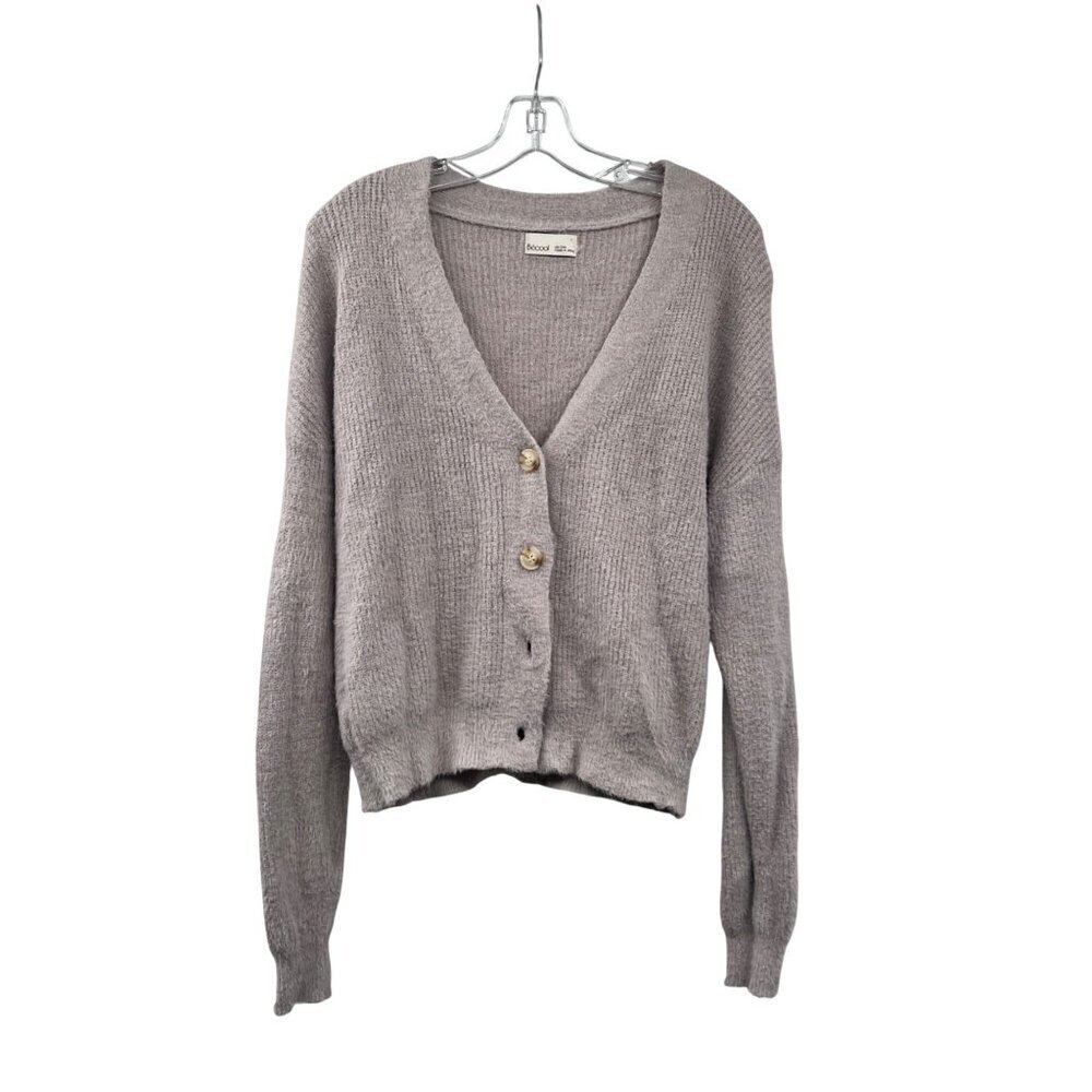 Becool Womens Fuzzy Knit Cardigan Button Up Long Sleeve Wisteria Size S/M